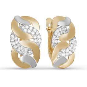 Золотые серьги КЮЗ Del'ta D123461 с фианитом D123461 фото