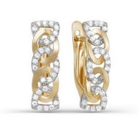 Золотые серьги КЮЗ Del'ta D123463 с фианитом D123463 фото