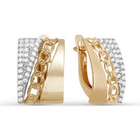 Золотые серьги КЮЗ Del'ta D123465 с фианитом D123465 фото