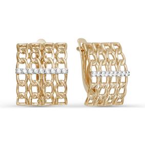 Золотые серьги КЮЗ Del'ta D123467 с фианитом D123467 фото