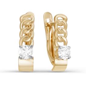 Золотые серьги КЮЗ Del'ta D123468 с фианитом D123468 фото