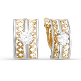 Золотые серьги КЮЗ Del'ta D123476 с фианитом D123476 фото