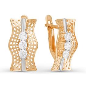 Золотые серьги КЮЗ Del'ta D123481 с фианитом D123481 фото