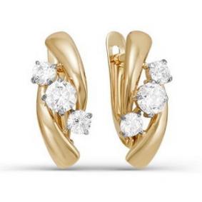 Золотые серьги КЮЗ Del'ta D123489 с фианитом D123489 фото