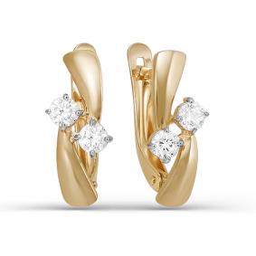 Золотые серьги КЮЗ Del'ta D123490 с фианитом D123490 фото