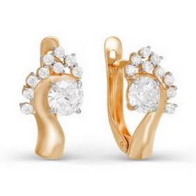 Золотые серьги КЮЗ Del'ta D123498 с фианитом D123498 фото