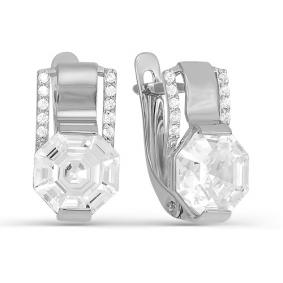 Серьги из белого золота КЮЗ Del'ta D123507 с фианитом D123507 фото