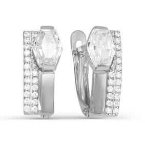 Серьги из белого золота КЮЗ Del'ta D123509 с фианитом D123509 фото
