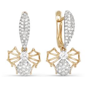 Золотые серьги КЮЗ Del'ta D123535 с фианитом D123535 фото