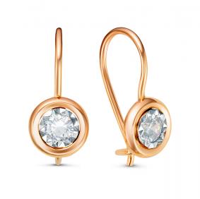 Золотые серьги КЮЗ Del'ta D123574 с фианитом D123574 фото