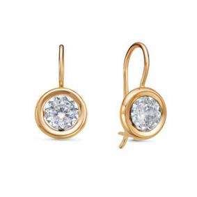 Золотые серьги КЮЗ Del'ta D123575 с фианитом D123575 фото
