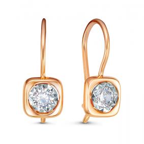 Золотые серьги КЮЗ Del'ta D123576 с фианитом D123576 фото