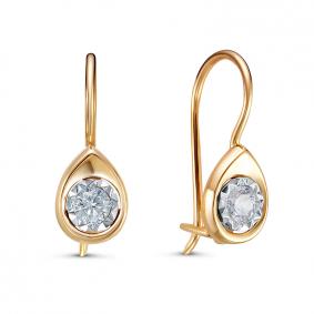 Золотые серьги КЮЗ Del'ta D123577 с фианитом D123577 фото