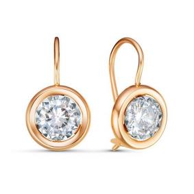 Золотые серьги КЮЗ Del'ta D123579 с фианитом D123579 фото