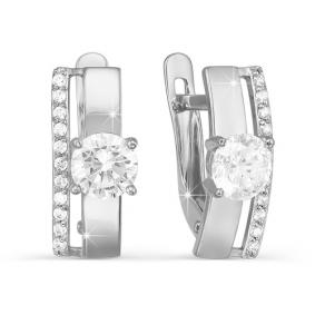Серьги из белого золота КЮЗ Del'ta D123592 с фианитом D123592 фото