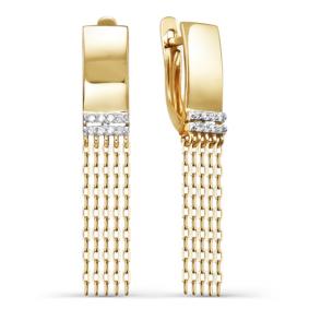 Золотые серьги КЮЗ Del'ta D123682 с фианитом D123682 фото