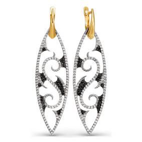 Золотые серьги КЮЗ Del'ta D123701 с фианитом D123701 фото