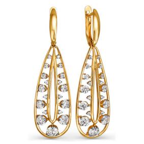 Золотые серьги КЮЗ Del'ta D123702 с фианитом D123702 фото