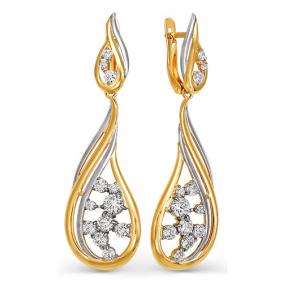 Золотые серьги КЮЗ Del'ta D123707 с фианитом D123707 фото