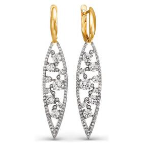 Золотые серьги КЮЗ Del'ta D123710 с фианитом D123710 фото