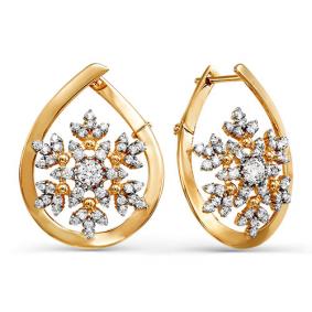 Золотые серьги КЮЗ Del'ta D123712 с фианитом D123712 фото