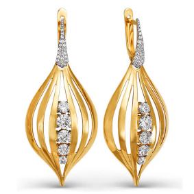 Золотые серьги КЮЗ Del'ta D123714 с фианитом D123714 фото