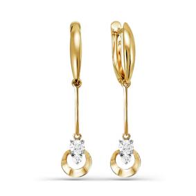 Золотые серьги КЮЗ Del'ta D123716 с фианитом D123716 фото
