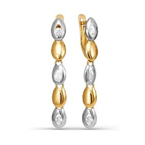 Золотые серьги КЮЗ Del'ta D123731 с фианитом D123731 фото