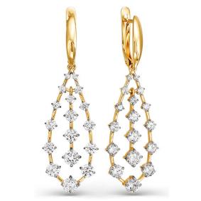 Золотые серьги КЮЗ Del'ta D123738 с фианитом D123738 фото