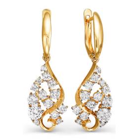 Золотые серьги КЮЗ Del'ta D123742 с фианитом D123742 фото