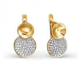 Золотые серьги КЮЗ Del'ta D123788 с фианитом D123788 фото