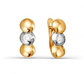 Золотые серьги КЮЗ Del'ta D123789 с фианитом D123789 фото