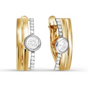 Золотые серьги КЮЗ Del'ta D123816 с фианитом D123816 фото