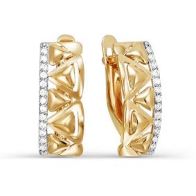 Золотые серьги КЮЗ Del'ta D123819 с фианитом D123819 фото