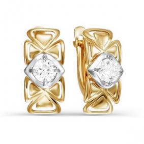 Золотые серьги КЮЗ Del'ta D123820 с фианитом D123820 фото