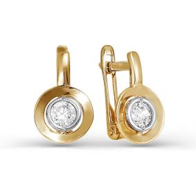 Золотые серьги КЮЗ Del'ta D123822 с фианитом D123822 фото