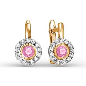 Золотые серьги КЮЗ Del'ta D123824 с фианитом D123824 фото