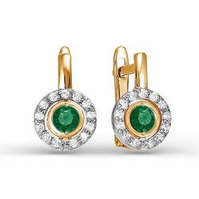 Золотые серьги КЮЗ Del'ta D123825 с фианитом D123825 фото