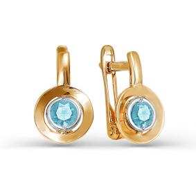 Золотые серьги КЮЗ Del'ta D123828 с фианитом D123828 фото
