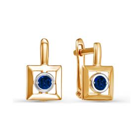 Золотые серьги КЮЗ Del'ta D123842 с фианитом D123842 фото