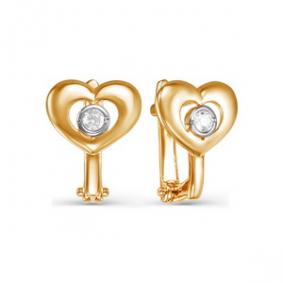 Золотые серьги КЮЗ Del'ta D123844 с фианитом D123844 фото