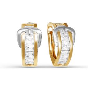 Золотые серьги КЮЗ Del'ta D123857 с фианитом D123857 фото