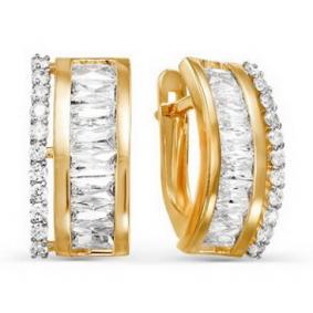 Золотые серьги КЮЗ Del'ta D123860 с фианитом D123860 фото