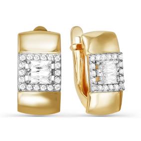 Золотые серьги КЮЗ Del'ta D123863 с фианитом D123863 фото