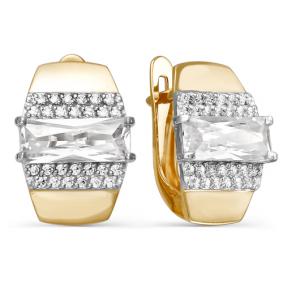 Золотые серьги КЮЗ Del'ta D123875 с фианитом D123875 фото