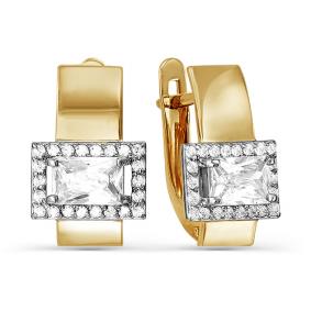 Золотые серьги КЮЗ Del'ta D123876 с фианитом D123876 фото