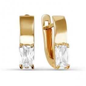 Золотые серьги КЮЗ Del'ta D123886 с фианитом D123886 фото