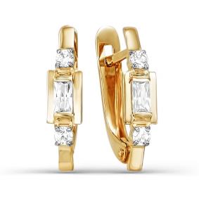 Золотые серьги КЮЗ Del'ta D123898 с фианитом D123898 фото