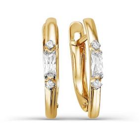 Золотые серьги КЮЗ Del'ta D123899 с фианитом D123899 фото