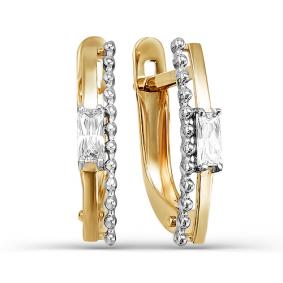 Золотые серьги КЮЗ Del'ta D123901 с фианитом D123901 фото